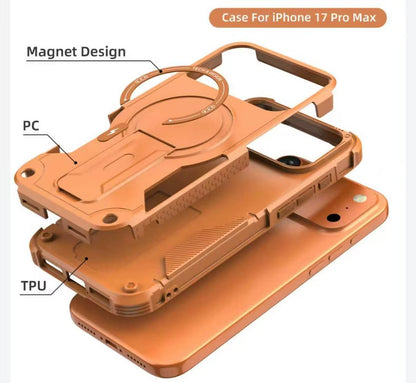 Luxury Magsafe Stand Invisible Phone Case for Iphone 17 16 15 14 11 13 12 Pro Max plus Wireless Charging Hard Anti-Fall Cover