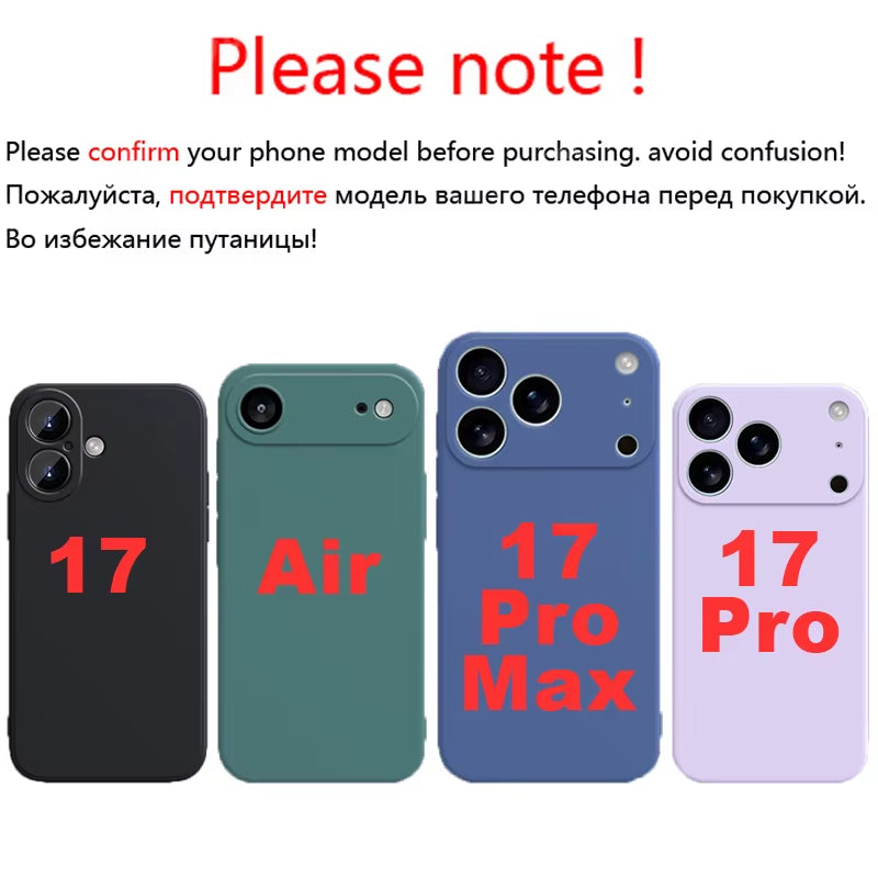 For Iphone 17 Pro Case Liquid Silicone Plain Rubber TPU Case for Iphone 17 Pro Cover Protector for Iphone 17 Air Pro Max Case