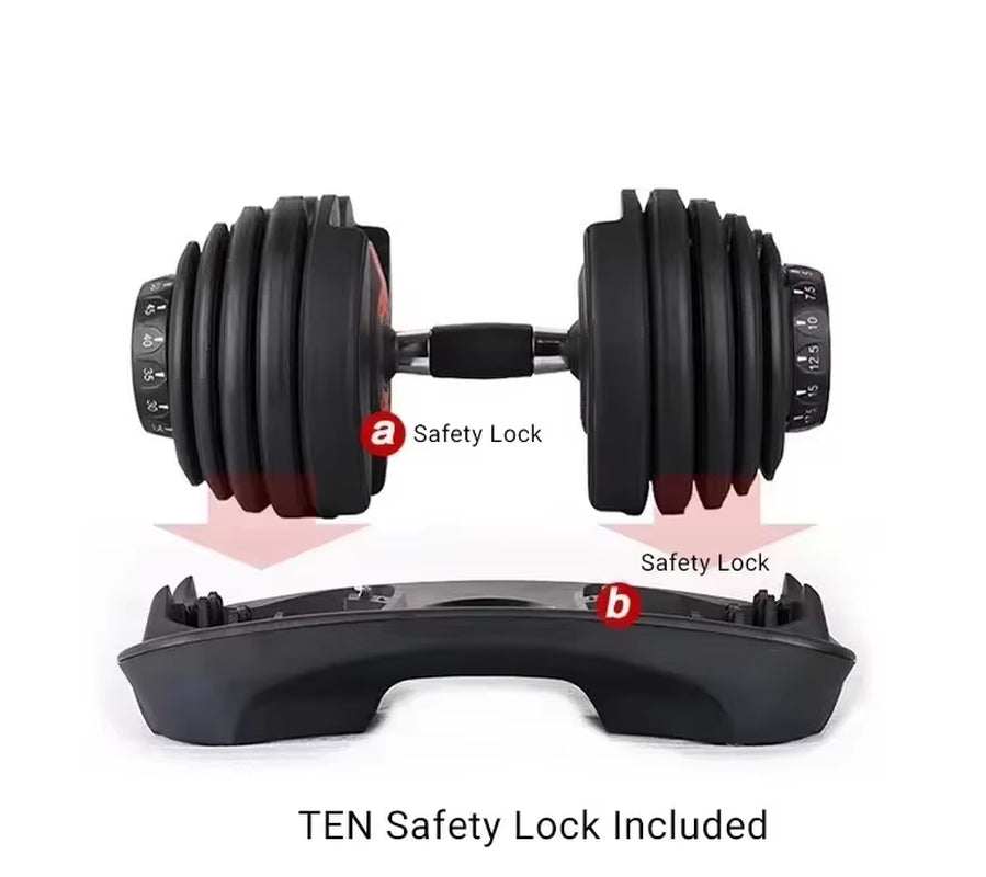 24Kg Adjustable Dumbbell 5 to 52.5Lb Home Gym Dumbbell Muscle Workout Selective Weight Lifting Dumbbell