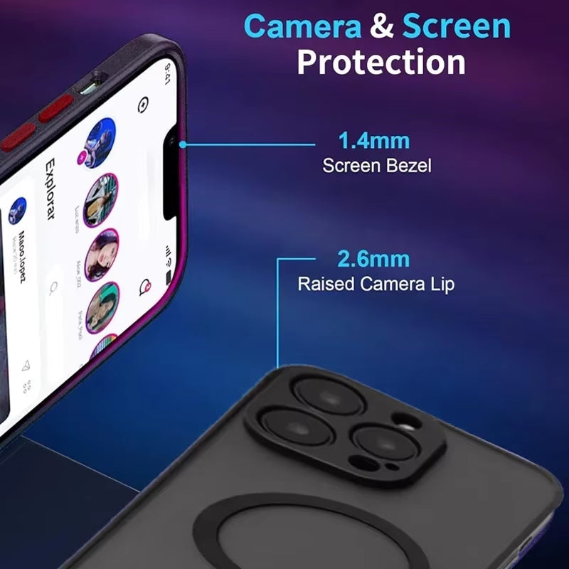 Magnetic Mobile Phone Case with Stand for Iphone 17 16 Pro Max 15 14 plus 13 12 11 Translucent Cover with Kickstand