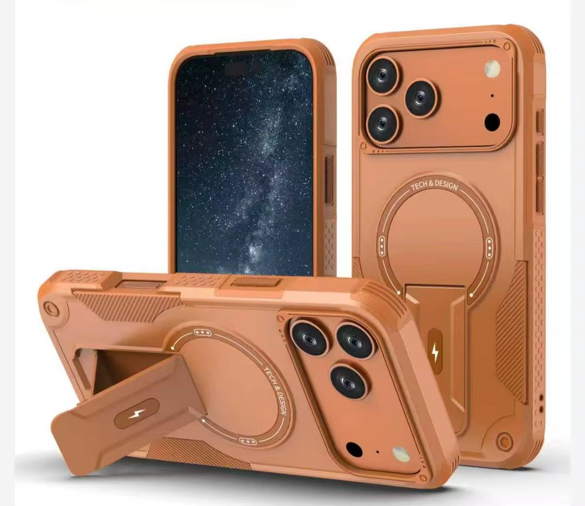 Luxury Magsafe Stand Invisible Phone Case for Iphone 17 16 15 14 11 13 12 Pro Max plus Wireless Charging Hard Anti-Fall Cover