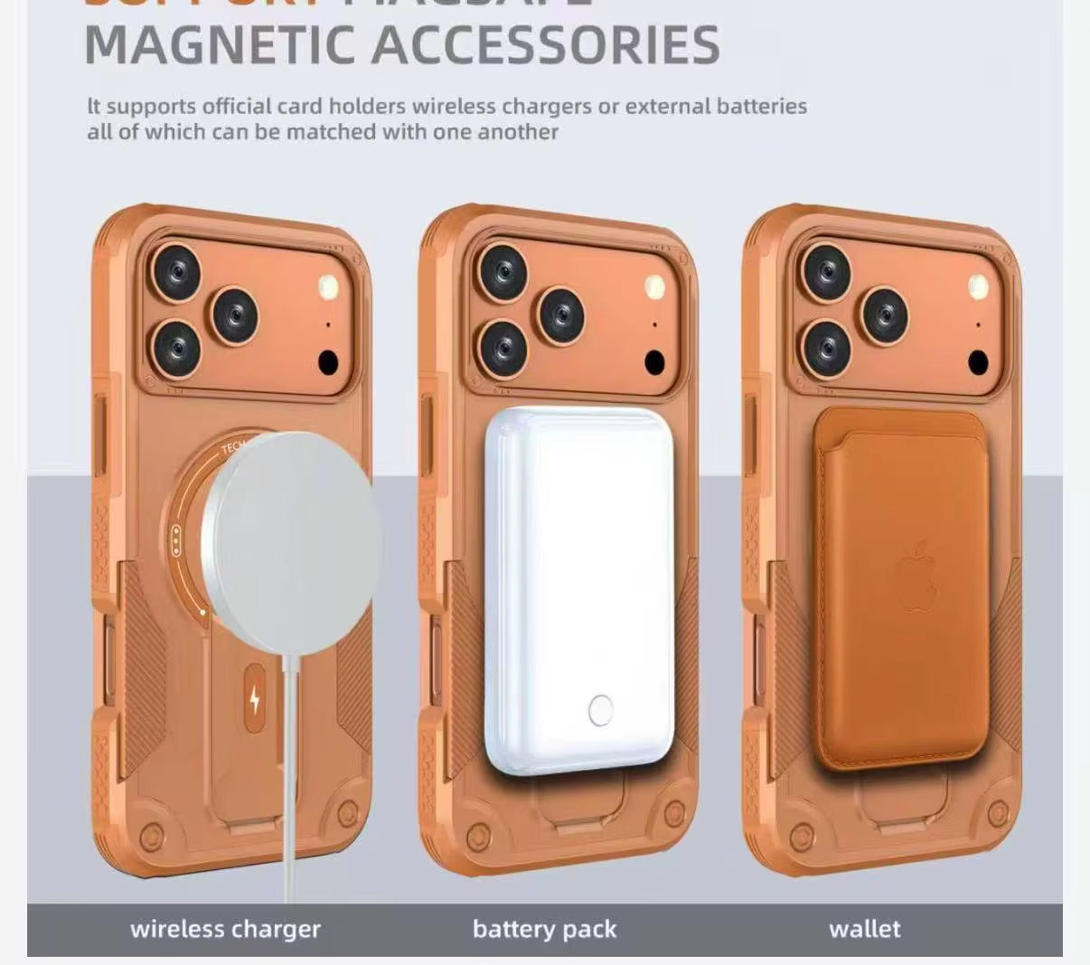 Luxury Magsafe Stand Invisible Phone Case for Iphone 17 16 15 14 11 13 12 Pro Max plus Wireless Charging Hard Anti-Fall Cover