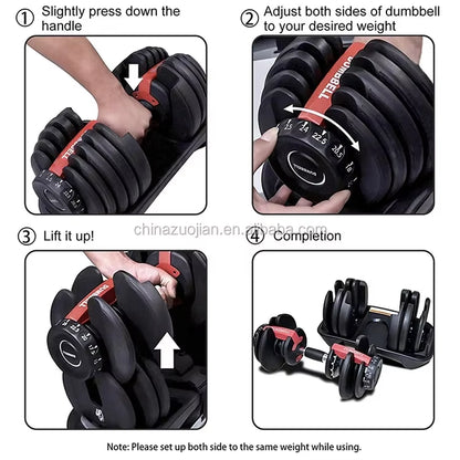 24Kg Adjustable Dumbbell 5 to 52.5Lb Home Gym Dumbbell Muscle Workout Selective Weight Lifting Dumbbell