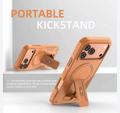 Luxury Magsafe Stand Invisible Phone Case for Iphone 17 16 15 14 11 13 12 Pro Max plus Wireless Charging Hard Anti-Fall Cover